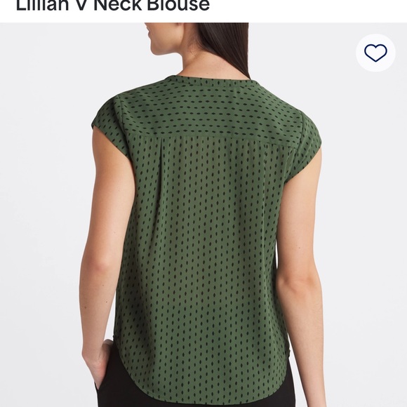 Green V-Neck Blouse - Picture 2 of 4